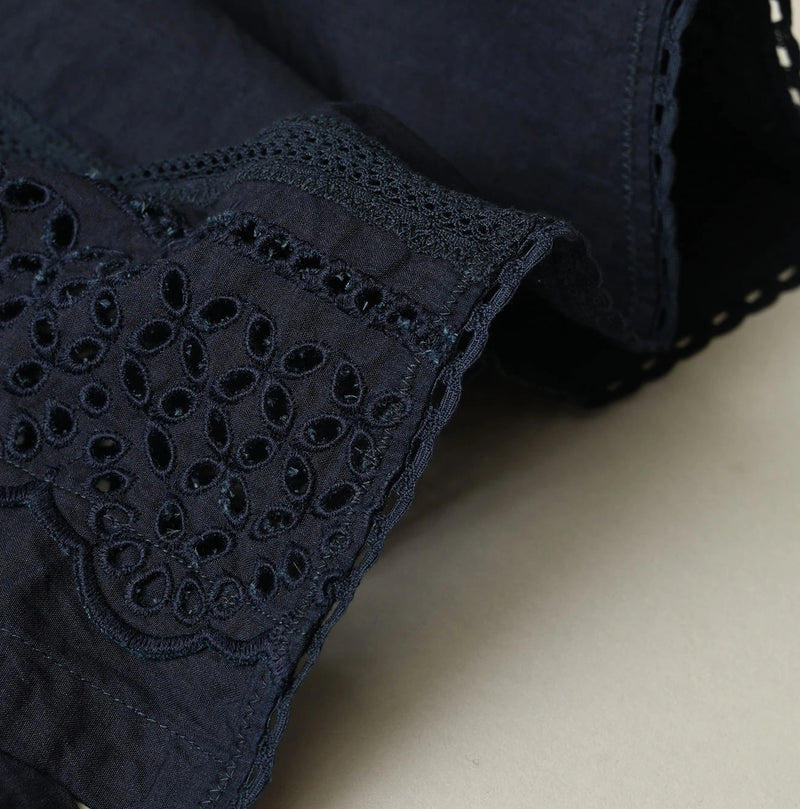 45R Indigo Supima Organic Batiste Cutwork Sleeveless Top - Image 17
