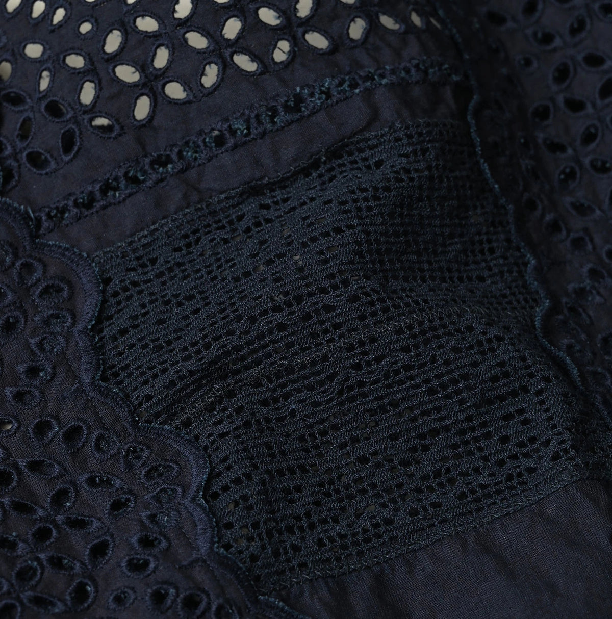45R Indigo Supima Organic Batiste Cutwork Sleeveless Top