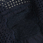 45R Indigo Supima Organic Batiste Cutwork Sleeveless Top