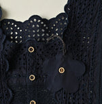 45R Indigo Supima Organic Batiste Cutwork Sleeveless Top