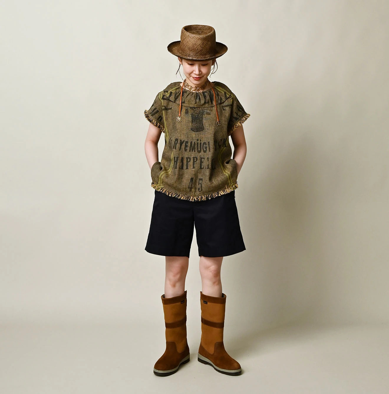 45R Ai Indigo Linen Sack Fringe Sleeveless Top - Image 2