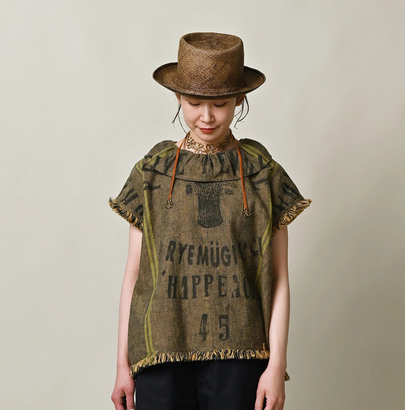 45R Ai Indigo Linen Sack Fringe Sleeveless Top - Image 3