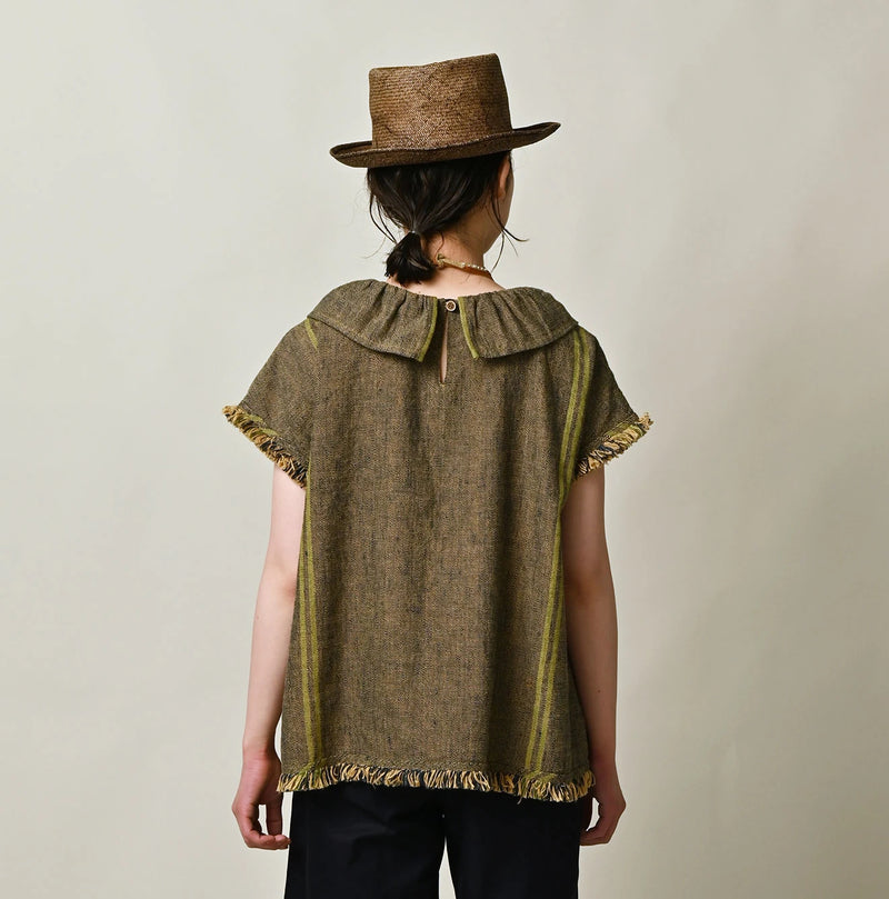 45R Ai Indigo Linen Sack Fringe Sleeveless Top - Image 5