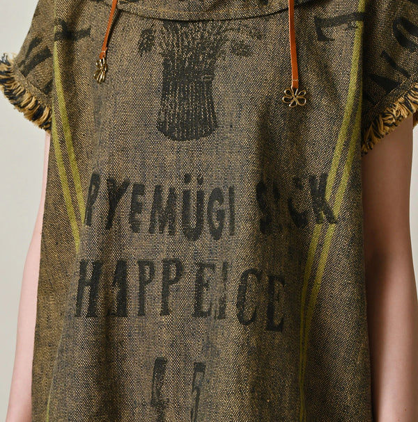 45R Ai Indigo Linen Sack Fringe Sleeveless Top