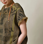 45R Ai Indigo Linen Sack Fringe Sleeveless Top