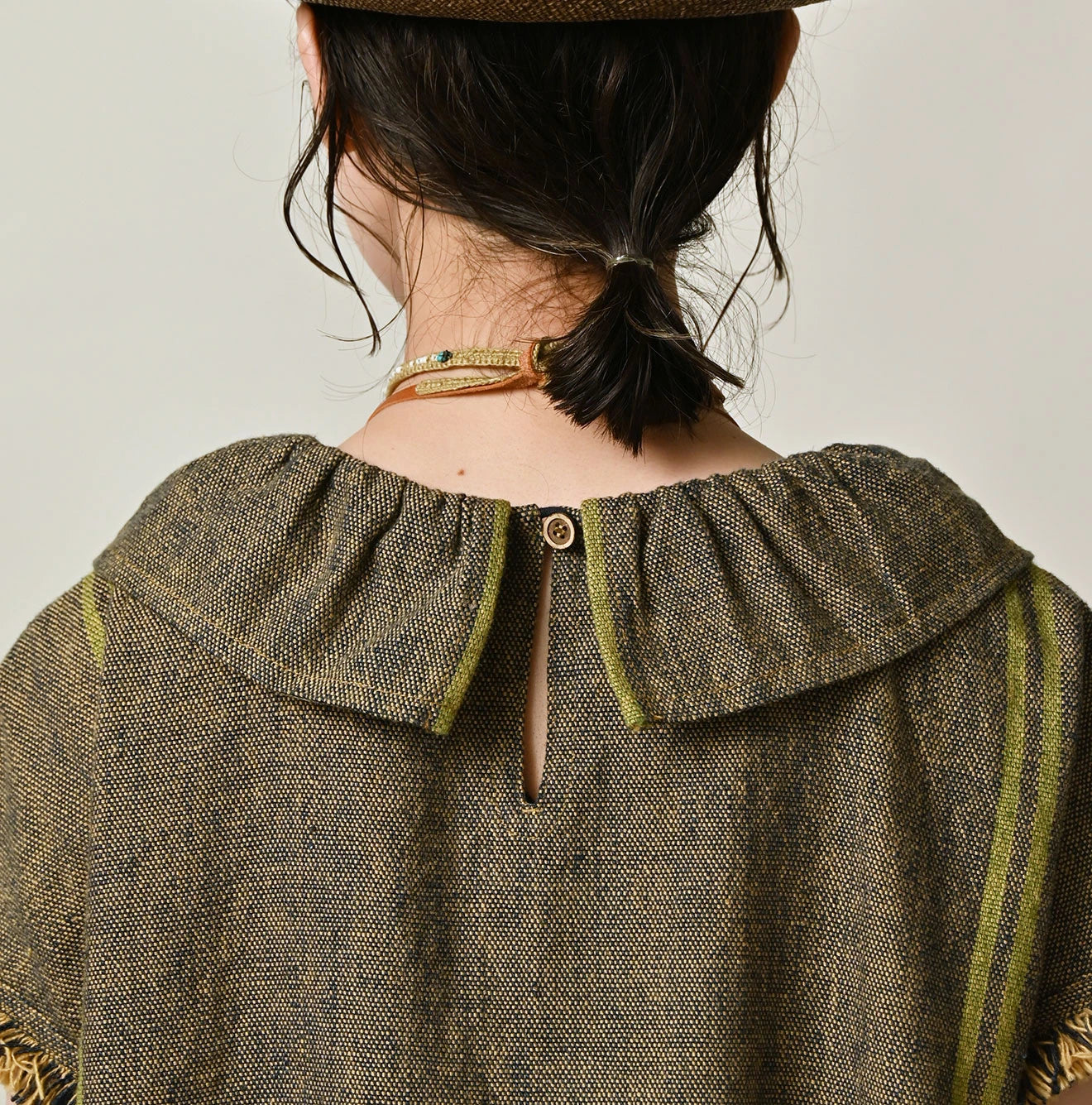 45R Ai Indigo Linen Sack Fringe Sleeveless Top - Image 10