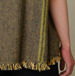 45R Ai Indigo Linen Sack Fringe Sleeveless Top