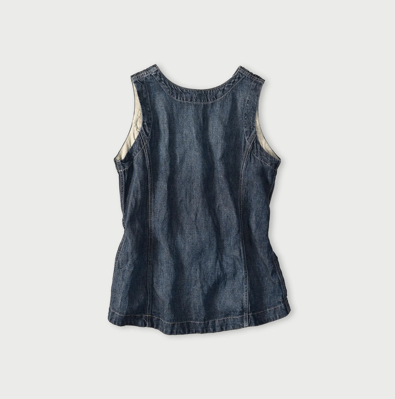 45R Linen Denim Sleeveless Top Zyu - Image 1