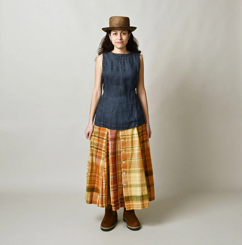 45R Linen Denim Sleeveless Top Zyu - Image 3