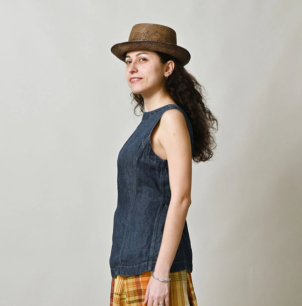 45R Linen Denim Sleeveless Top Zyu