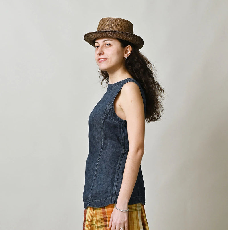 45R Linen Denim Sleeveless Top Zyu - Image 5
