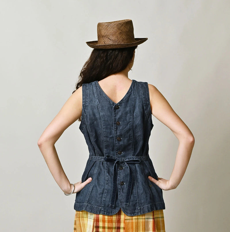 45R Linen Denim Sleeveless Top Zyu - Image 6