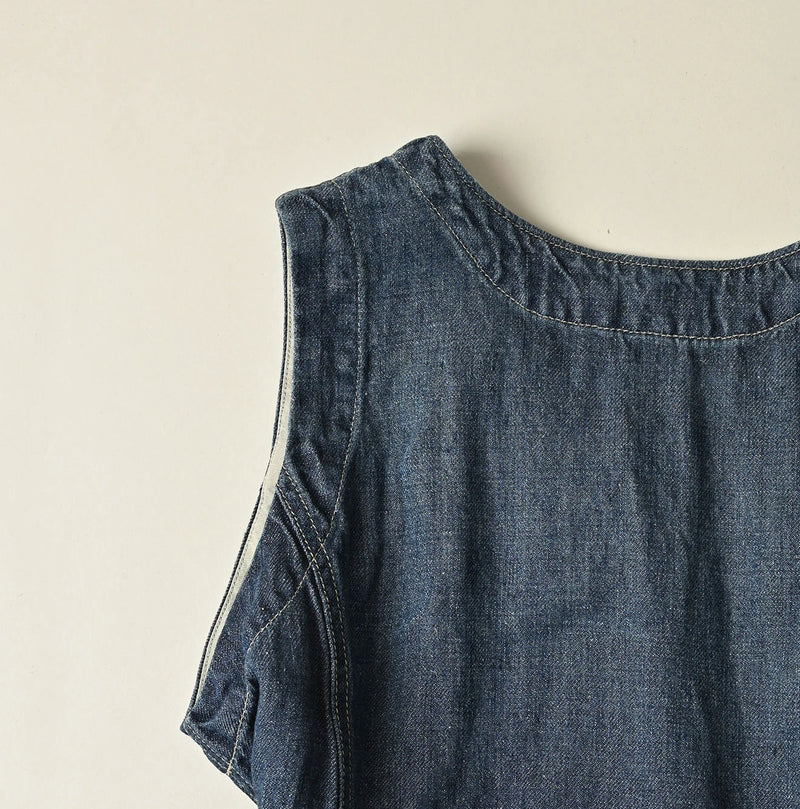 45R Linen Denim Sleeveless Top Zyu - Image 16
