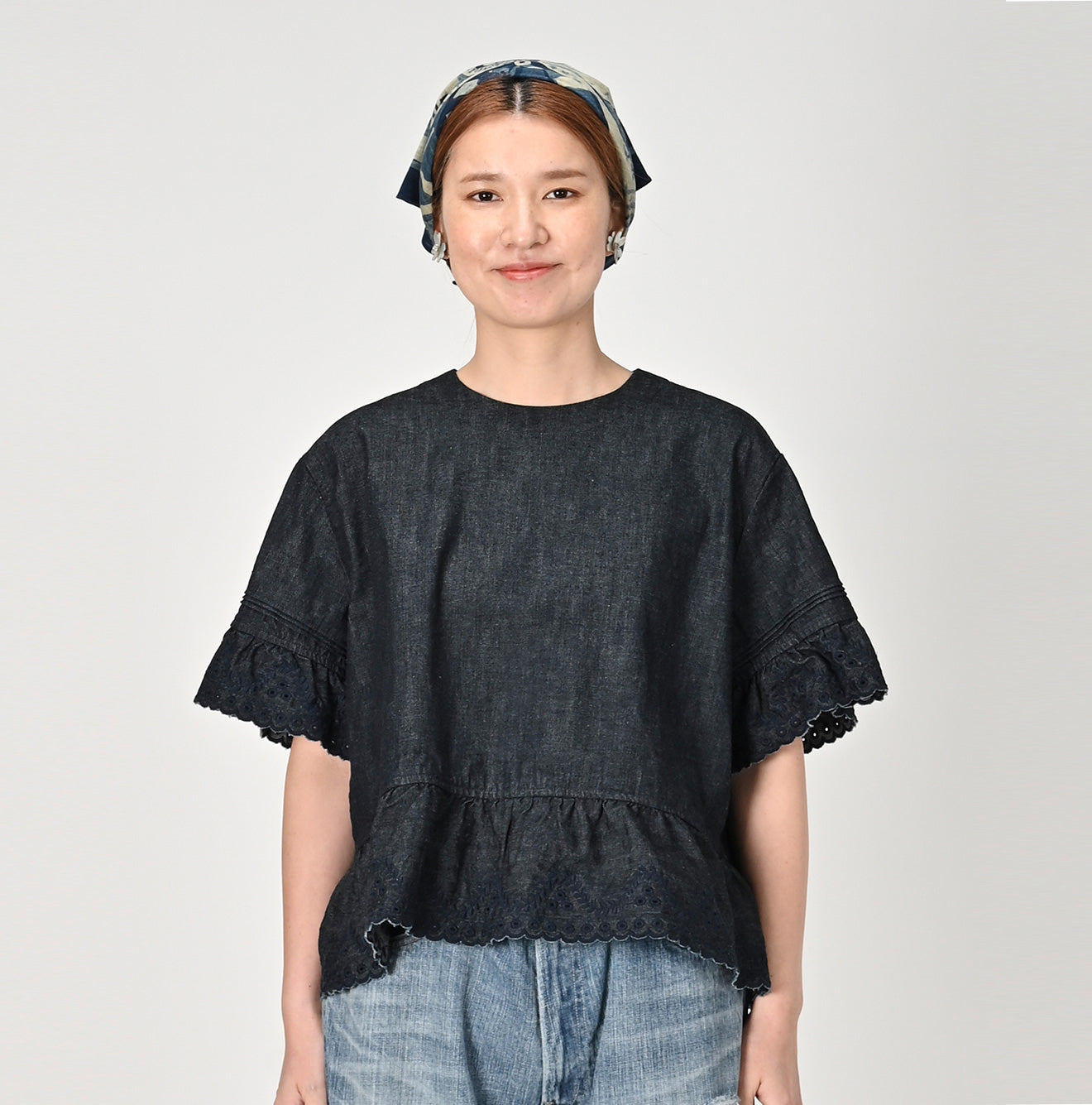 45R Indigo Mugihiko Denim Blouse