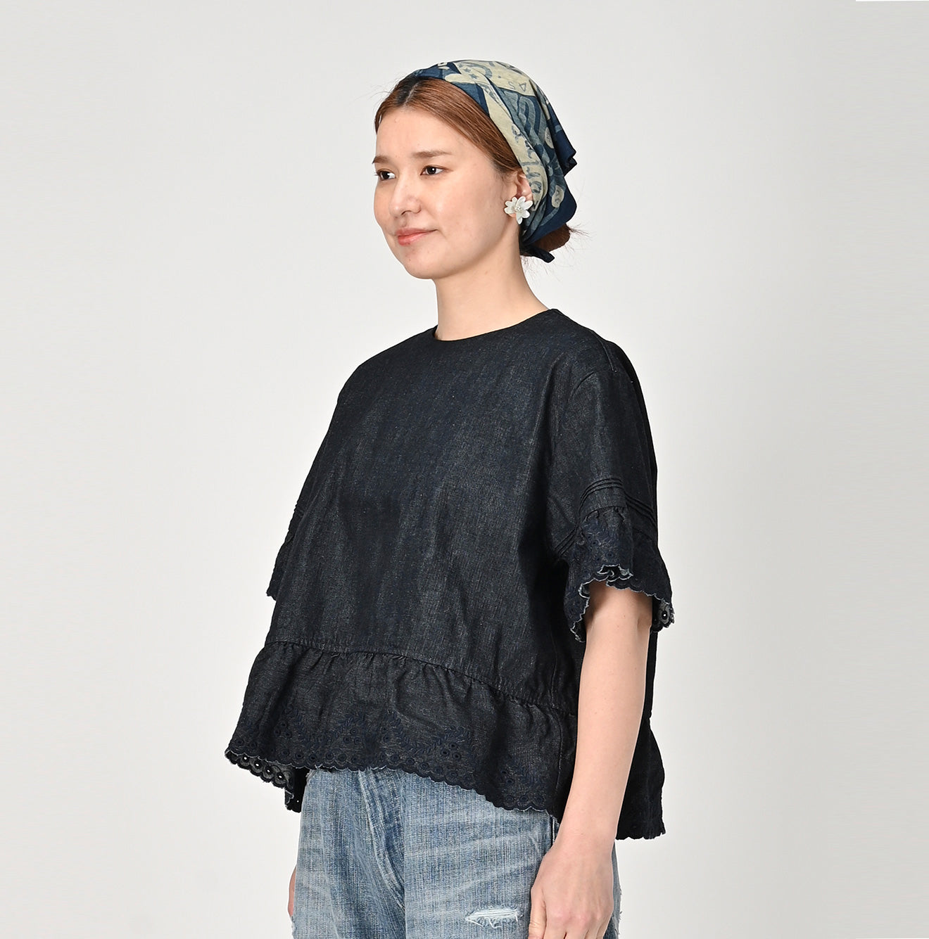 45R Indigo Mugihiko Denim Blouse