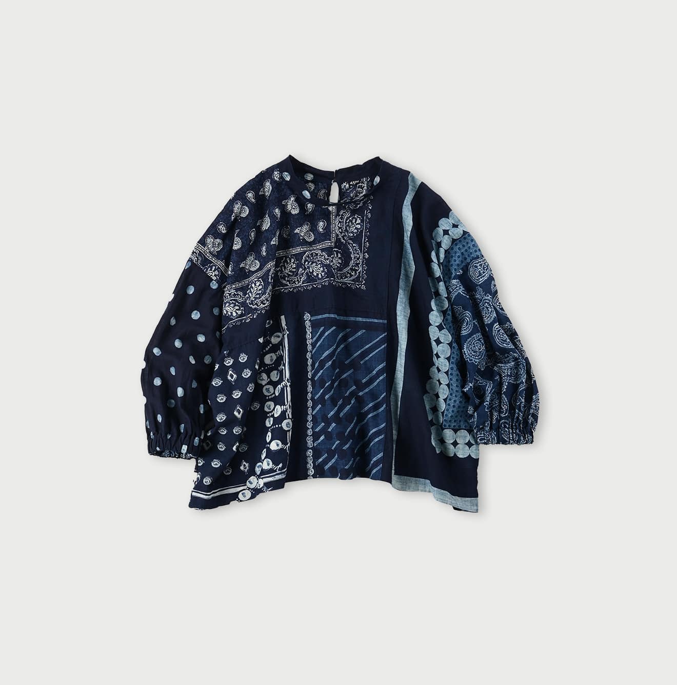 Indigo Bandana Patchwork Blouse