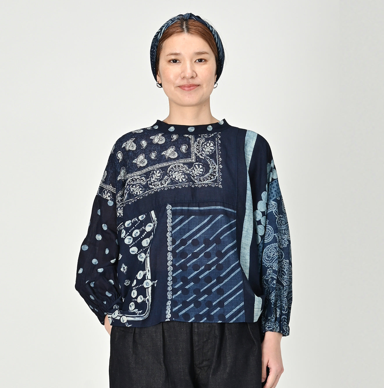 45R Indigo Bandana Patchwork Blouse