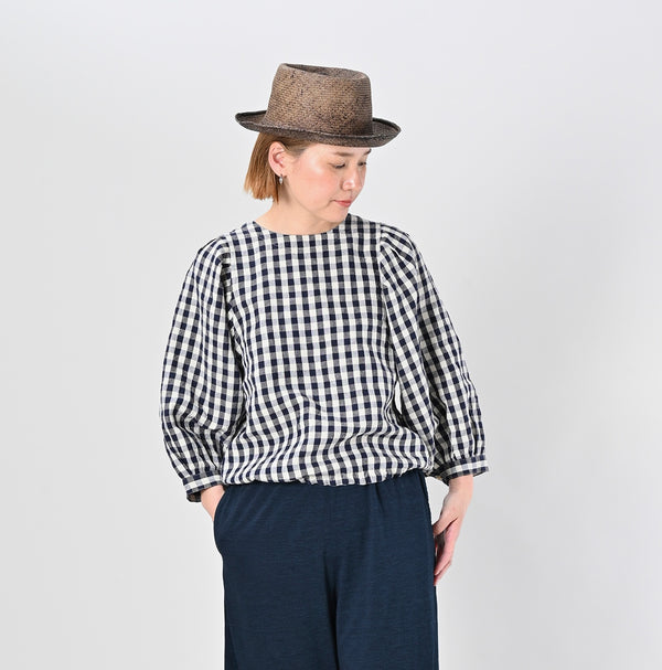 45R Dozume Linen Puff Sleeve Blouse