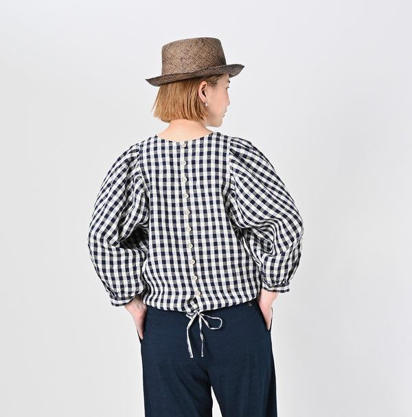 45R Dozume Linen Puff Sleeve Blouse