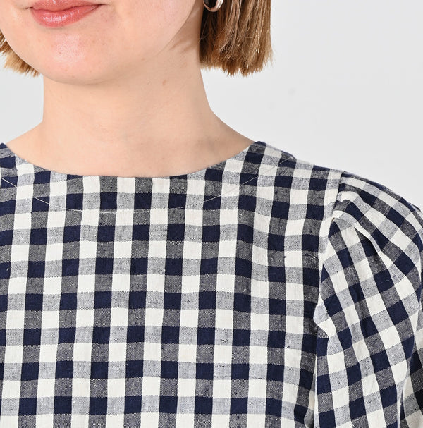 45R Dozume Linen Puff Sleeve Blouse
