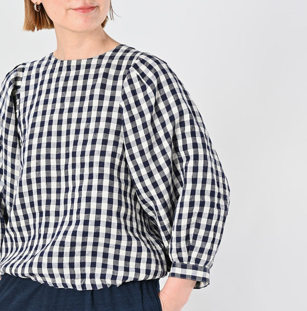 45R Dozume Linen Puff Sleeve Blouse