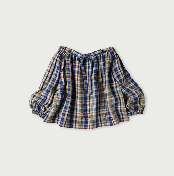 45R Linen Madras Shirring Blouse