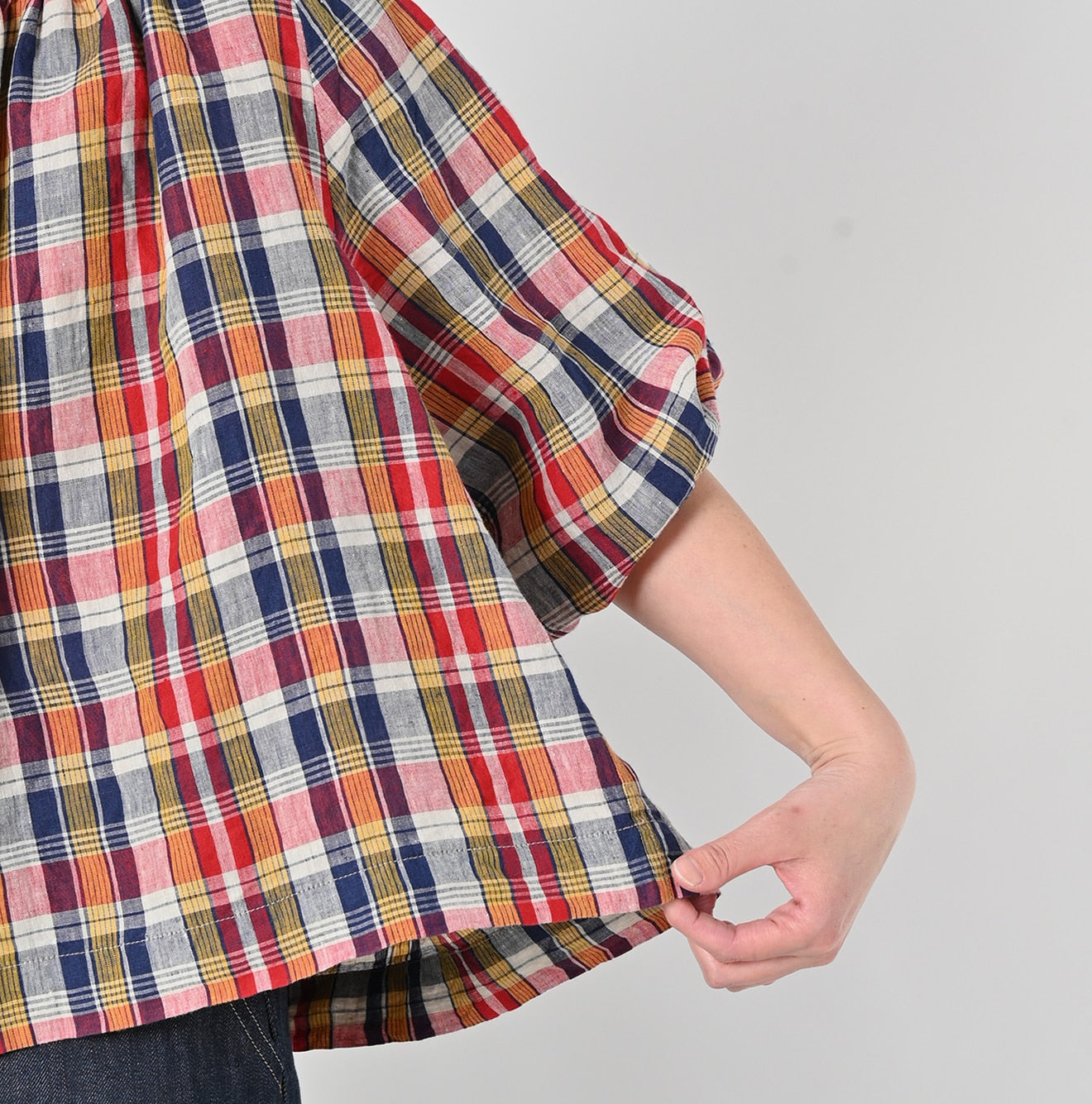 Linen Madras Shirring Blouse – 45R GLOBAL