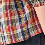 45R Linen Madras Shirring Blouse