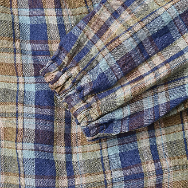 45R Linen Madras Shirring Blouse - Image 13