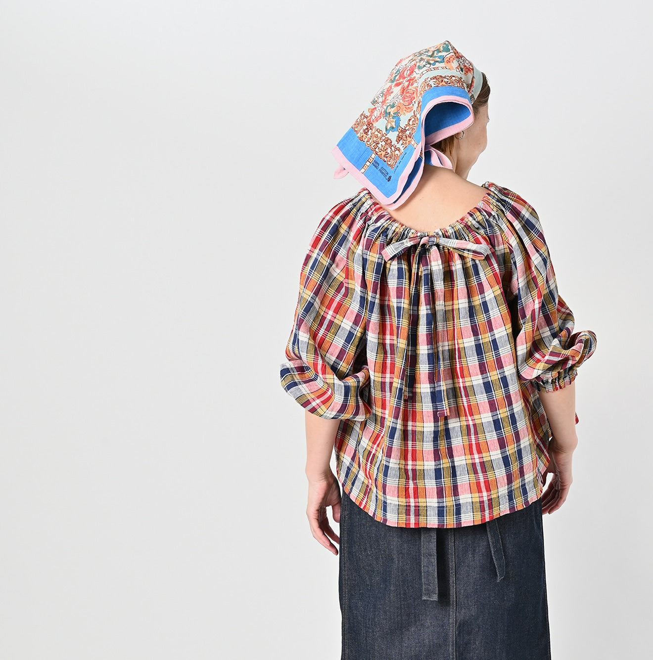 Linen Madras Shirring Blouse – 45R GLOBAL