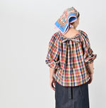 45R Linen Madras Shirring Blouse
