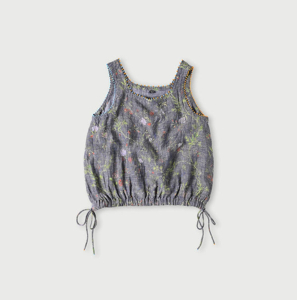 45R Dungaree Cotton Linen Flower Camisole