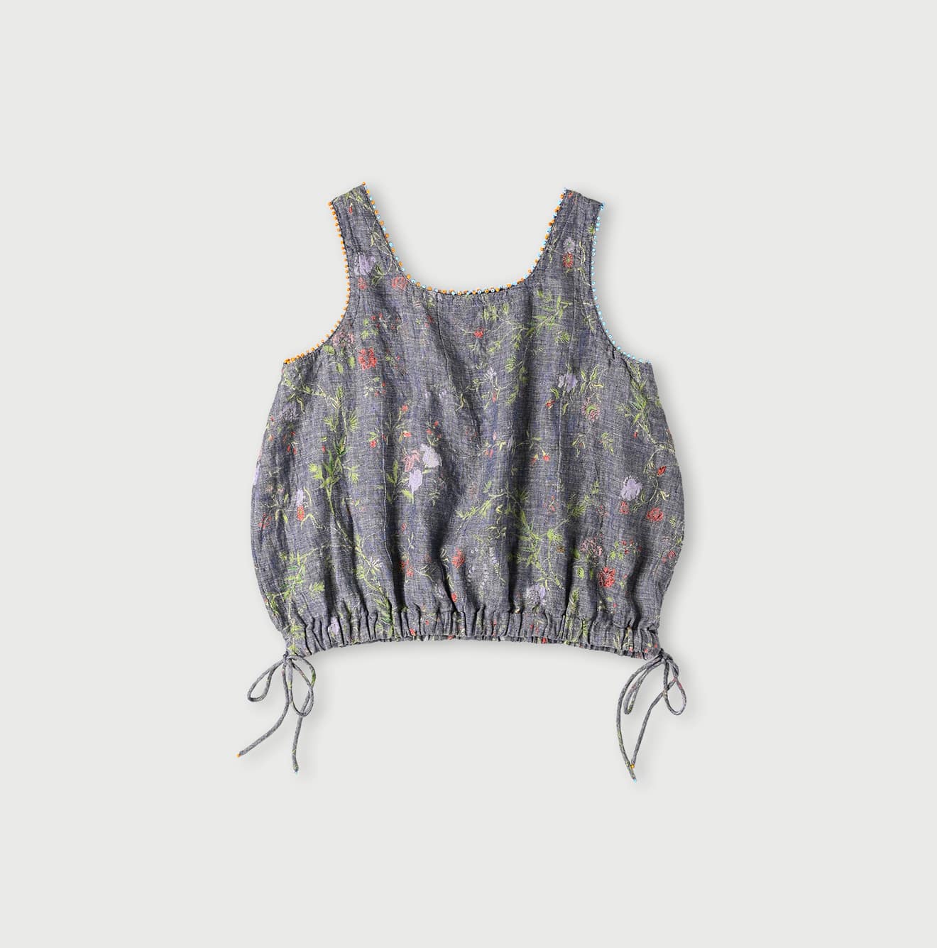 45R Dungaree Cotton Linen Flower Camisole