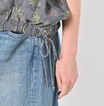 45R Dungaree Cotton Linen Flower Camisole