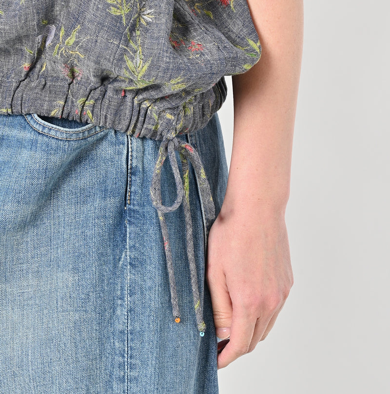 45R Dungaree Cotton Linen Flower Camisole - Image 9