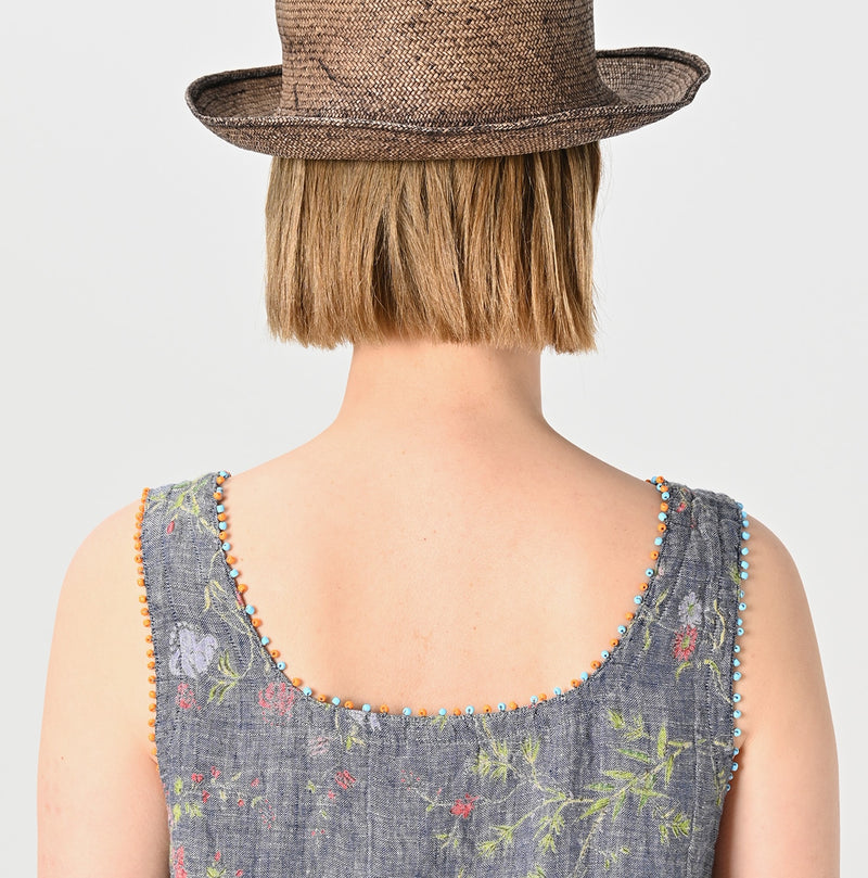 45R Dungaree Cotton Linen Flower Camisole