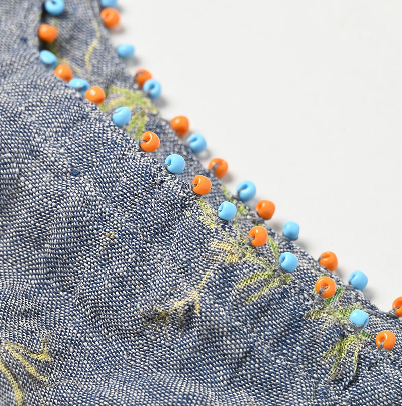 45R Dungaree Cotton Linen Flower Camisole
