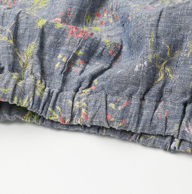 45R Dungaree Cotton Linen Flower Camisole