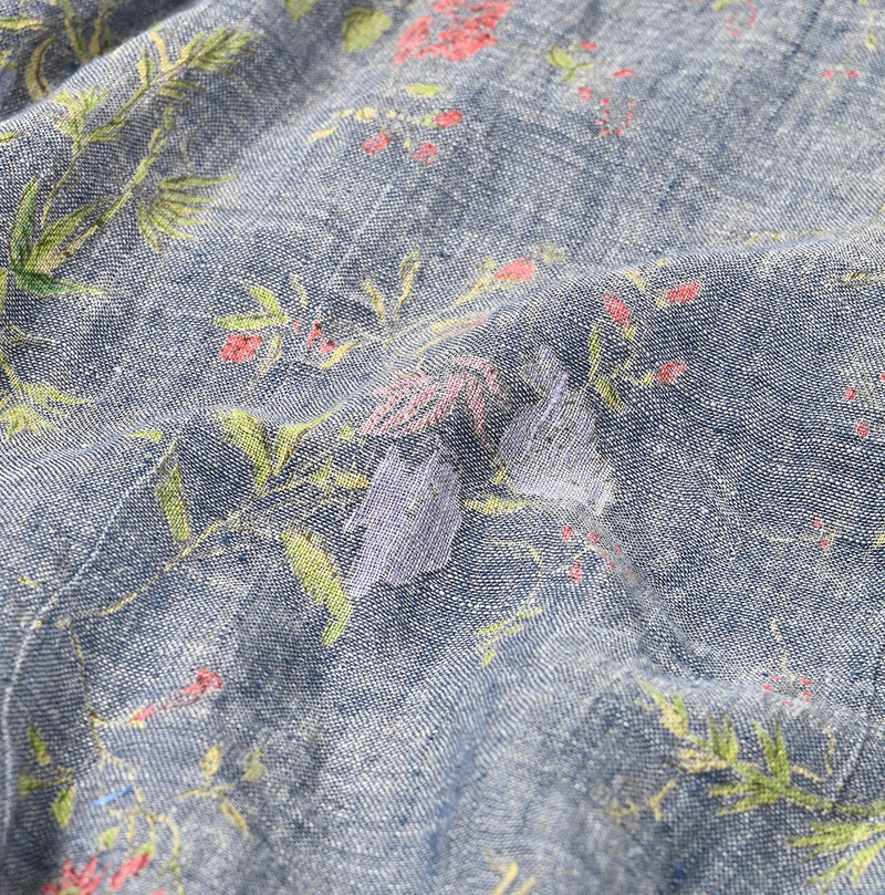 45R Dungaree Cotton Linen Flower Camisole