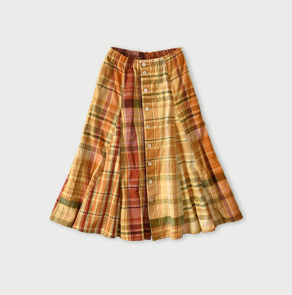 45R Madras Umbrella Skirt (Plant-Dyed)
