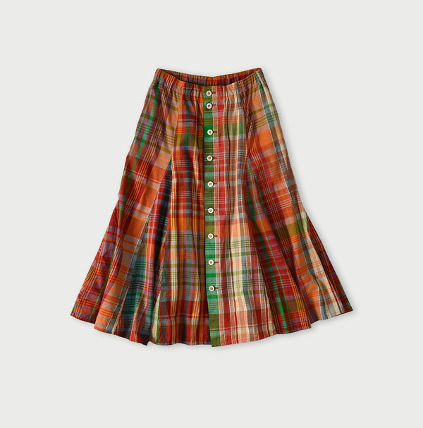 45R Madras Umbrella Skirt (Plant-Dyed)