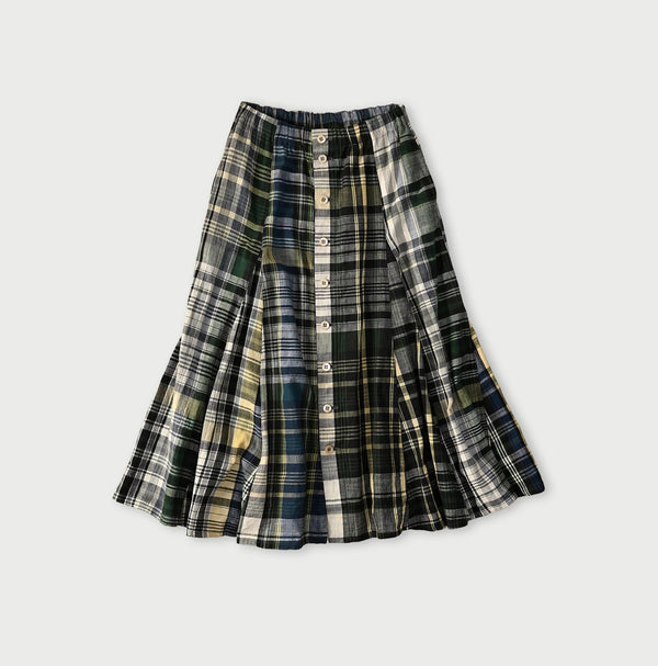 45R Madras Umbrella Skirt (Plant-Dyed)
