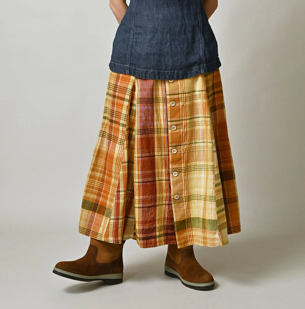 45R Madras Umbrella Skirt (Plant-Dyed)