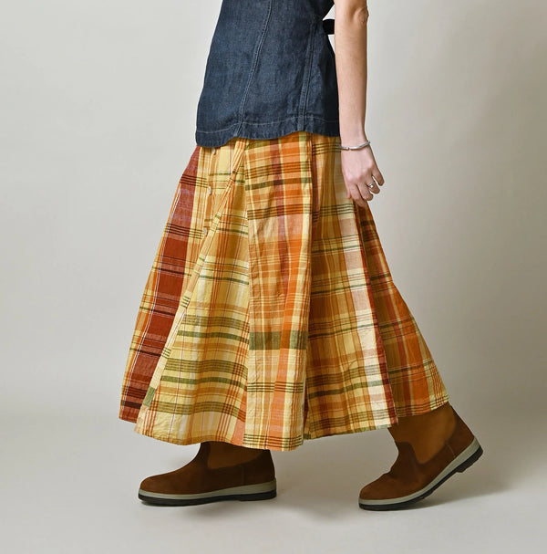 45R Madras Umbrella Skirt (Plant-Dyed)