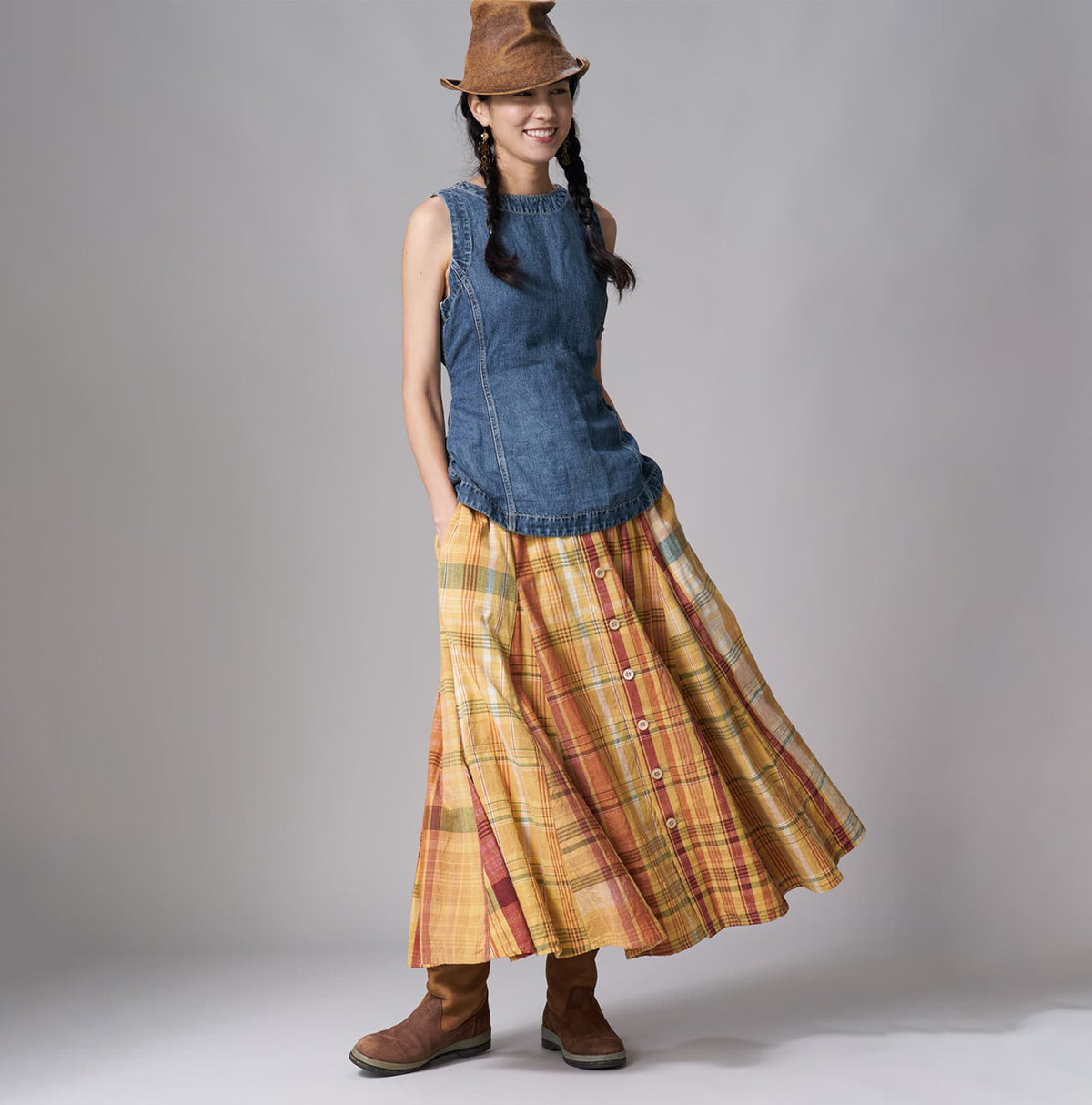 Linen Denim Sleeveless Top Zyu