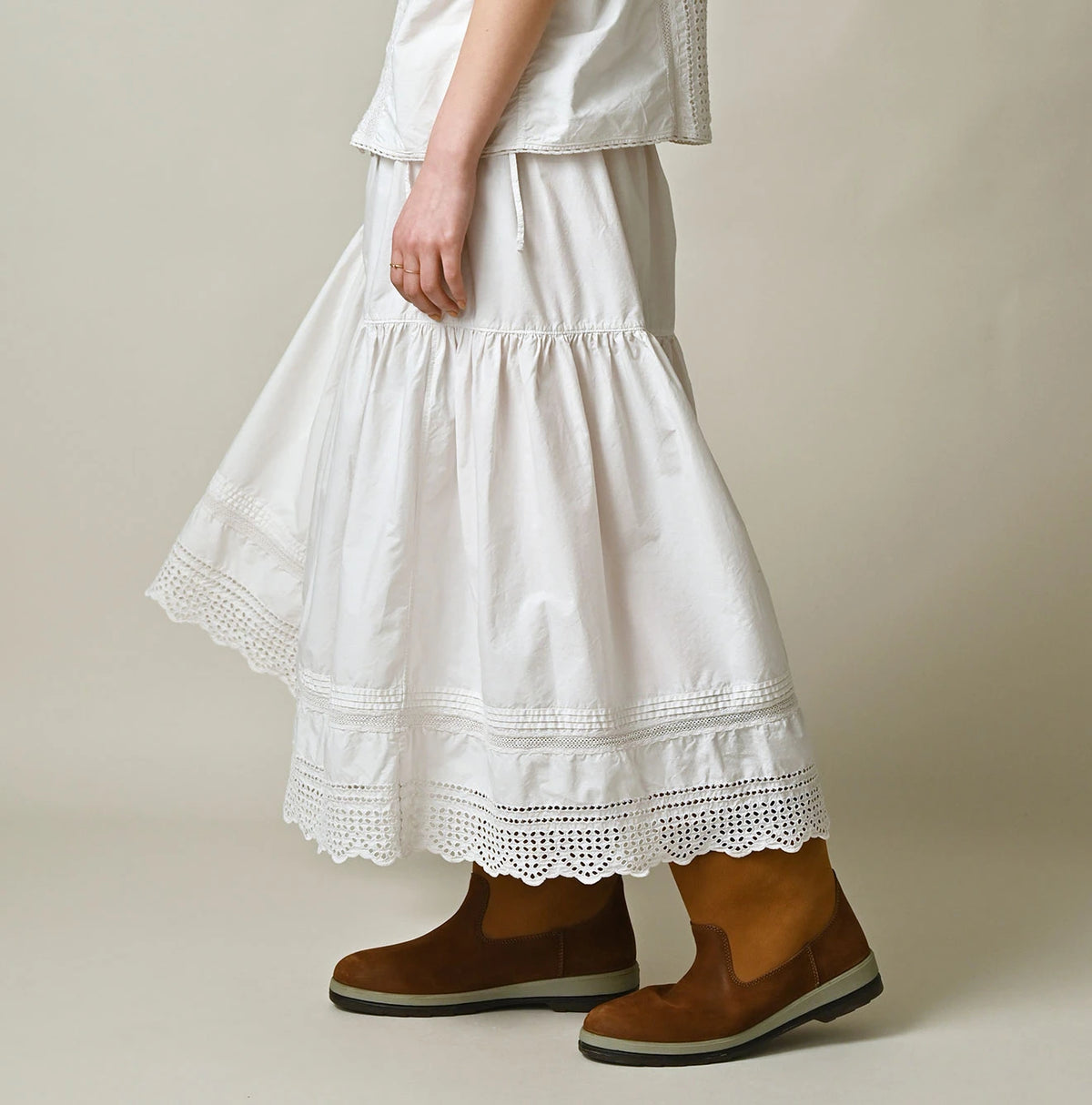 45R Supima Organic Batiste Cutwork Skirt