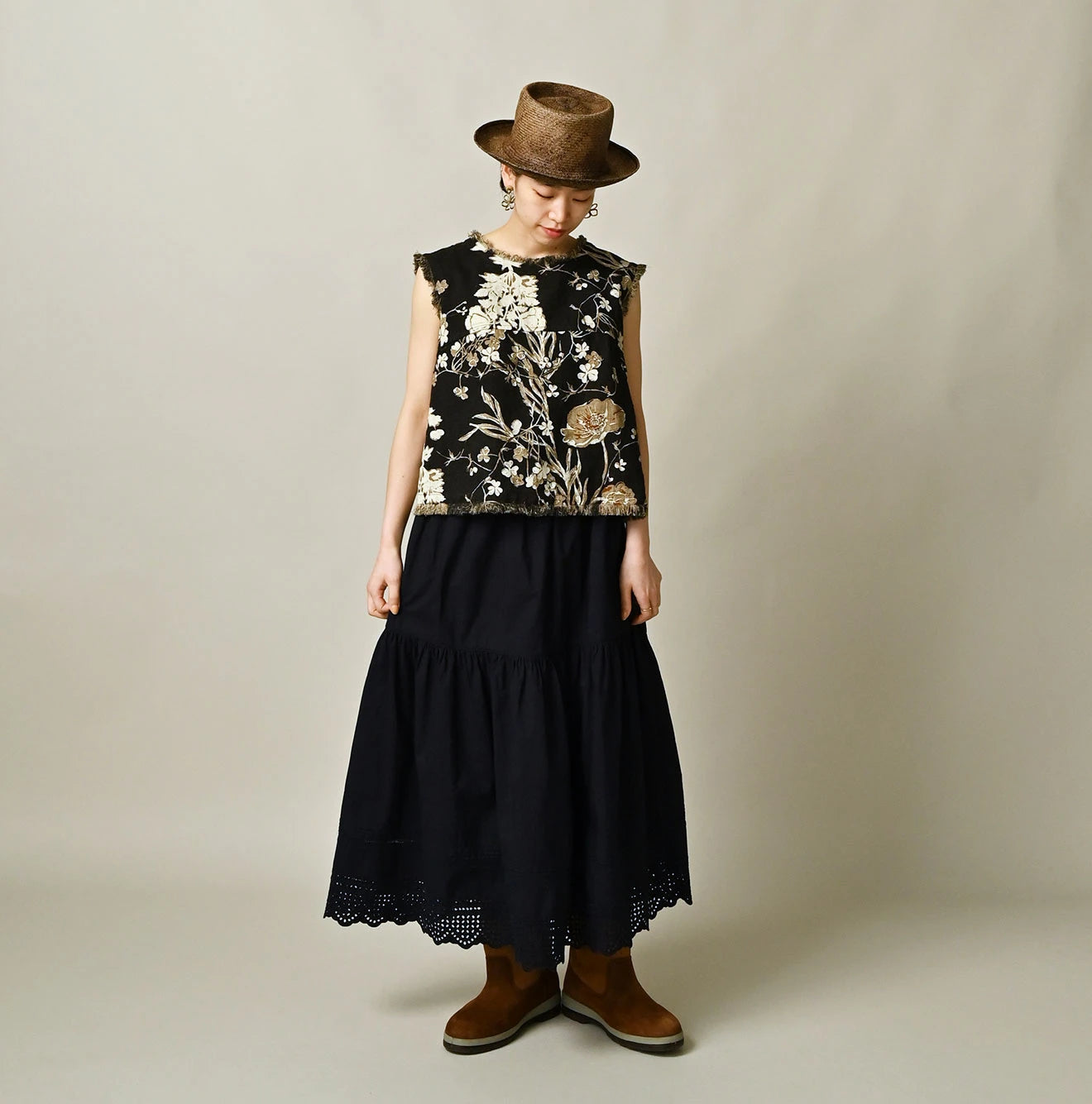 45R Indigo Supima Organic Batiste Cutwork Skirt - Image 2