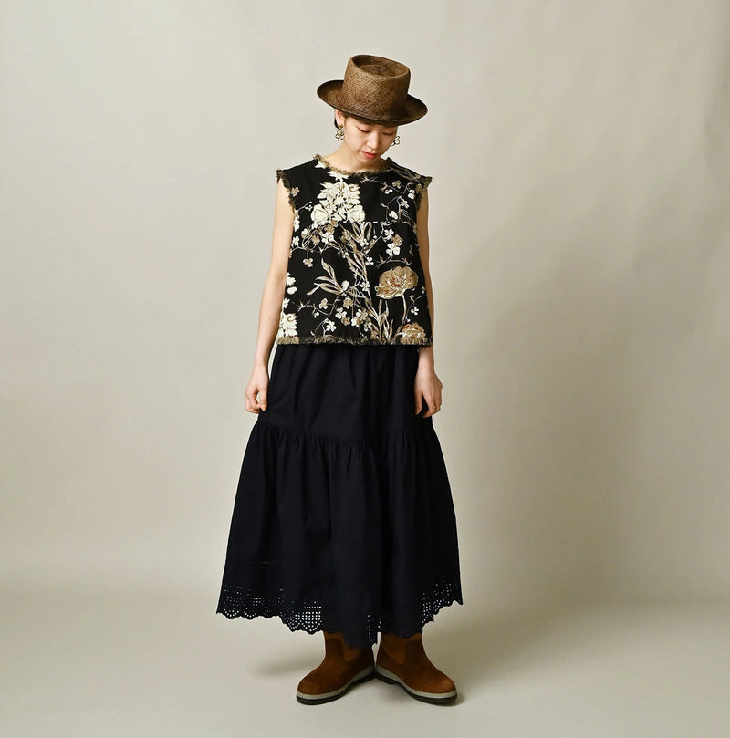 45R Indigo Supima Organic Batiste Cutwork Skirt - Image 2