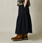 45R Indigo Supima Organic Batiste Cutwork Skirt