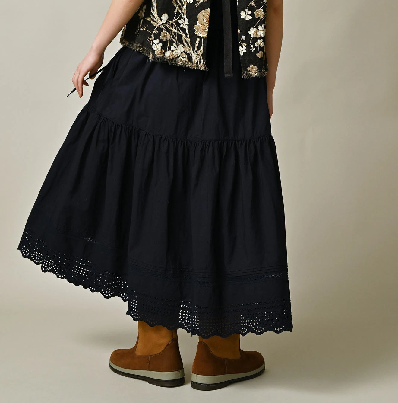 45R Indigo Supima Organic Batiste Cutwork Skirt - Image 5